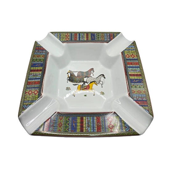 4 Horseman Ceramic Square Cigar Ashtray (4 Cigar Rest)
