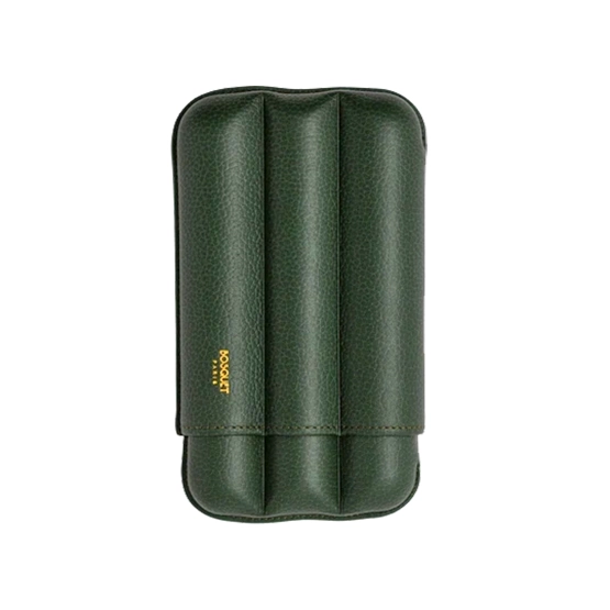 Bosquet Paris Fluted Forest Green Grained Calf Leather Cigar Case – 3 Cigars