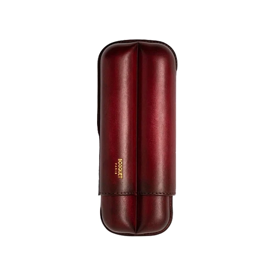 Bosquet Paris Patina Red Wine Smooth Calf Leather Cigar Case – 2 Cigars