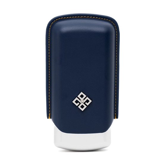 Alestimo Blue and Silver Leather and Metal Cigar Case – 2 Toro