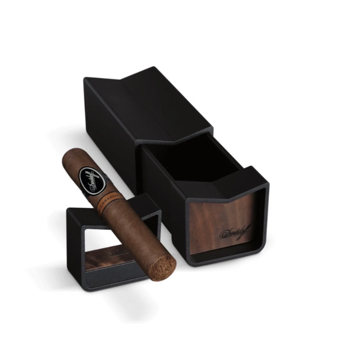 Davidoff Sliding Ashtray - Black and Wood
