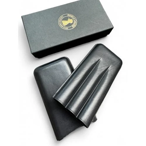 Simply Cigars Three Corona Cigar Leather Case - Black