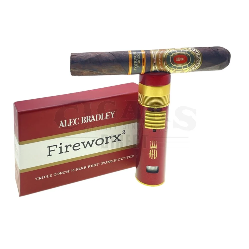 Alec Bradley Fireworx Triple Torch Lighter with Cigar Rest and Punch Red