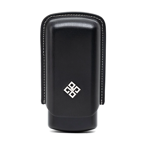 Alestimo Black and Black Leather and Metal Cigar Case – 2 Toro