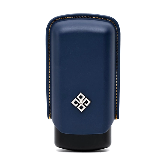Alestimo Blue and Black Leather and Metal Cigar Case – 2 Toro