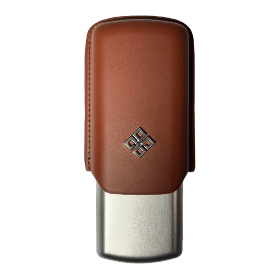 Alestimo Brown and Silver Leather and Metal Cigar Case – 2 Toro