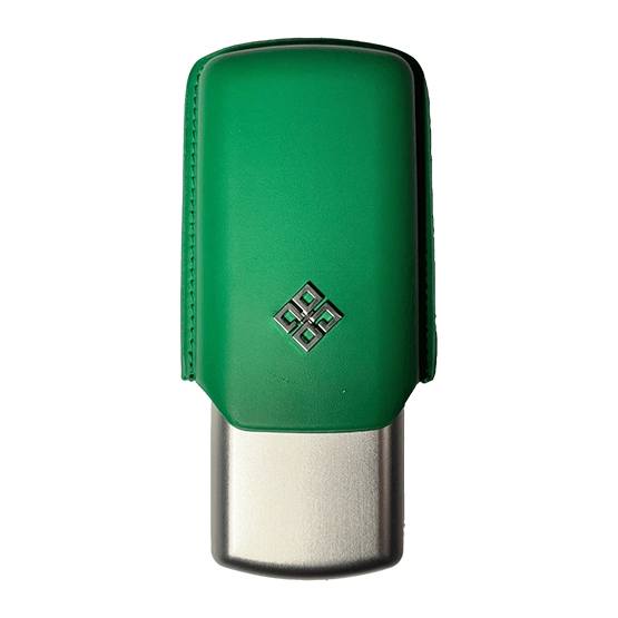 Alestimo Green and Silver Leather and Metal Cigar Case – 2 Toro