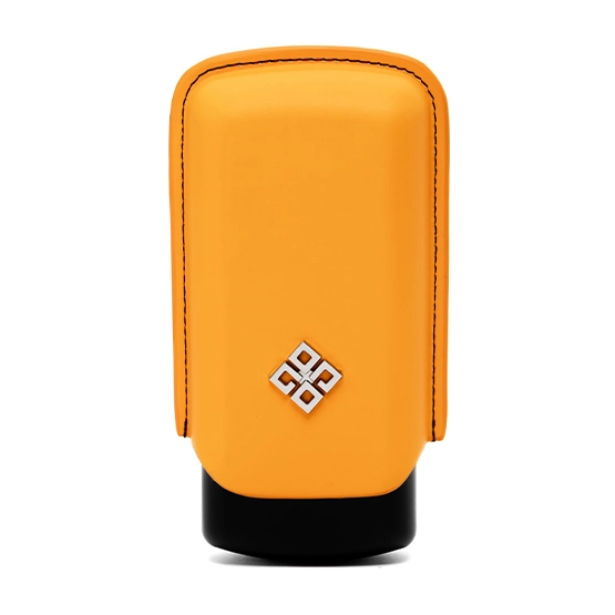 Alestimo Orange and Black Leather and Metal Cigar Case – 2 Toro