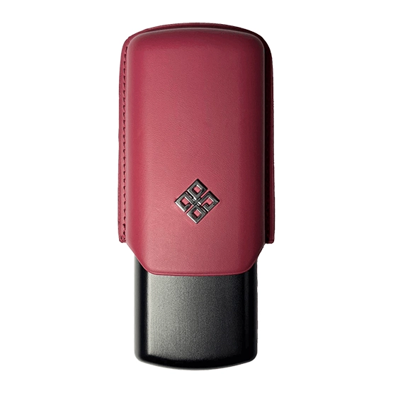 Alestimo Red and Black Leather and Metal Cigar Case – 2 Toro