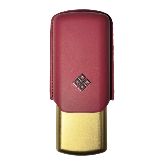 Alestimo Red and Gold Leather and Metal Cigar Case – 2 Toro