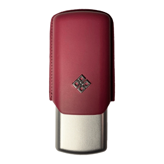 Alestimo Red and Silver Leather and Metal Cigar Case – 2 Toro