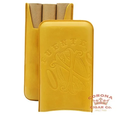Arturo Fuente OpusX Society Spanish Nobuk Leather 3 Cigar Case - Camel Yellow