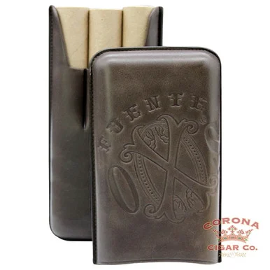 Arturo Fuente OpusX Society Spanish Nobuk Leather 3 Cigar Case - Chocolate Brown
