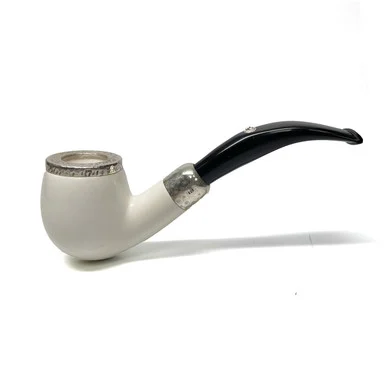 Barling 1812 Ivory Silver Cap Bent Meerschaum Smooth