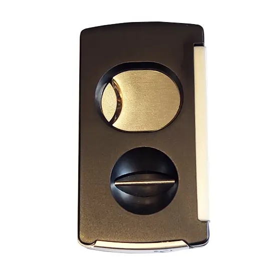 BLD 3-in-1 Double Cigar Cutter V-Cut and Punch – Black/Chrome