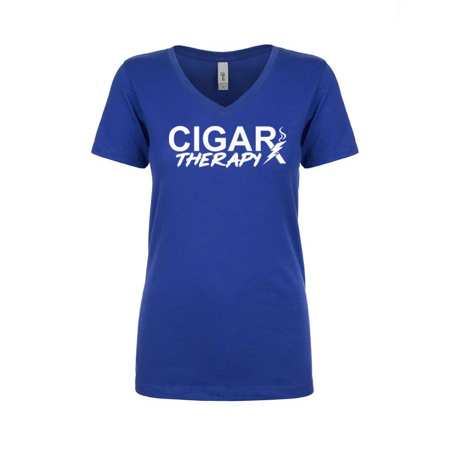 Blue CIGARx Womens Hockey Edition with Bolt V-Neck T-Shirt