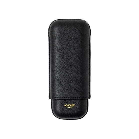 Bosquet Paris Black Grained Calf Leather Cigar Case – 2 Cigars