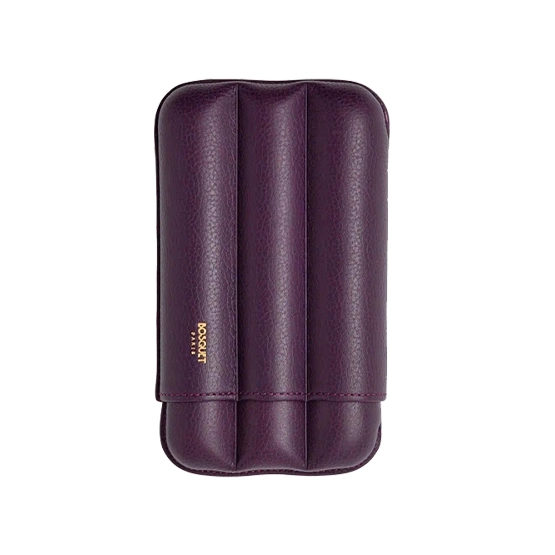 Bosquet Paris Fluted Purple Grained Calf Leather Cigar Case – 3 Cigars