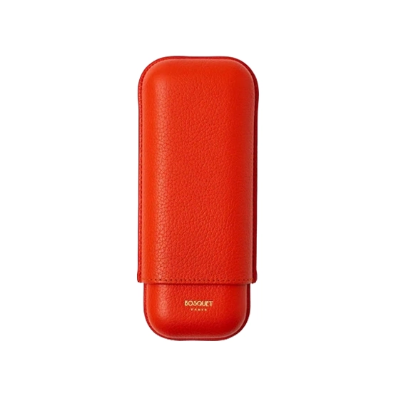 Bosquet Paris Light Red Grained Calf Leather Cigar Case – 2 Cigars