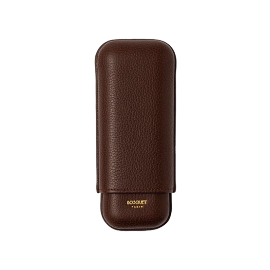Bosquet Paris Palissander Dark Brown Grained Calf Leather Cigar Case – 2 Cigars