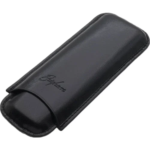 Brigham Leather Cigar Case - Corona 2-Cigar Black