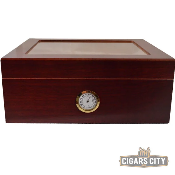 Chalet Cherry Glasstop Cigar Humidor - 50 Stick Capacity