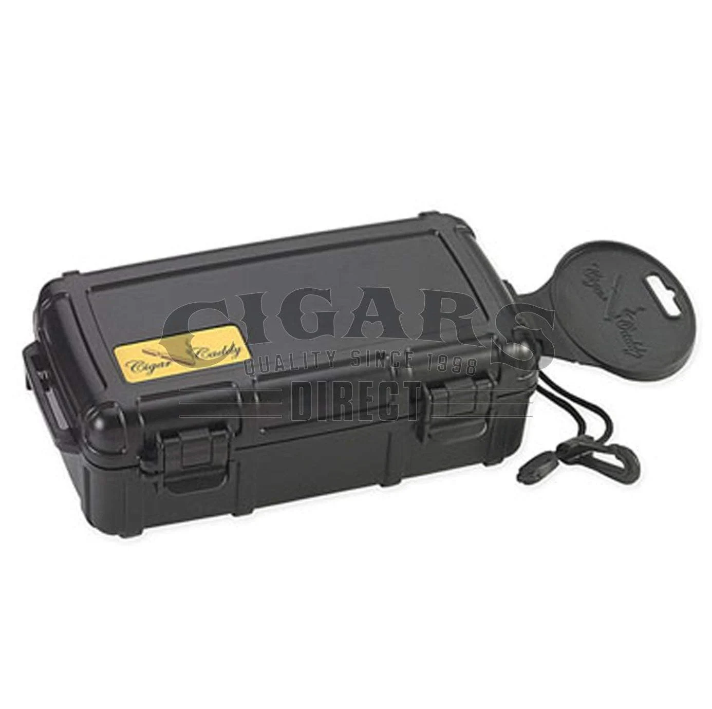 Cigar Caddy 10 Count Black Waterproof Travel Humidor