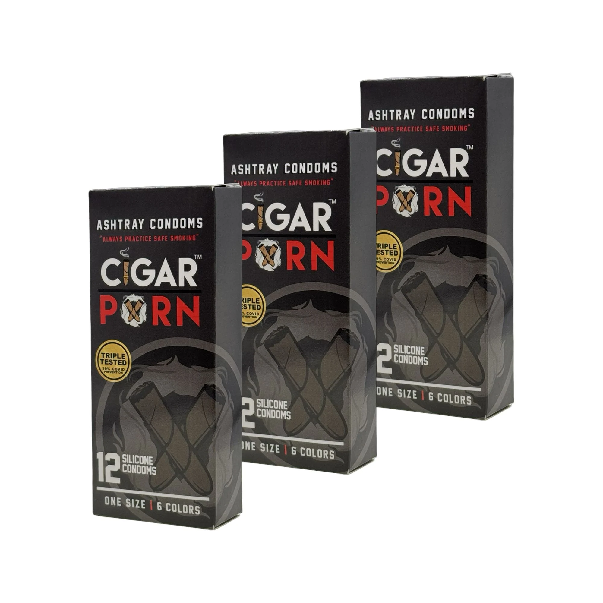 Cigar Pxrn Ashtray Condoms - 3 Boxes of 12