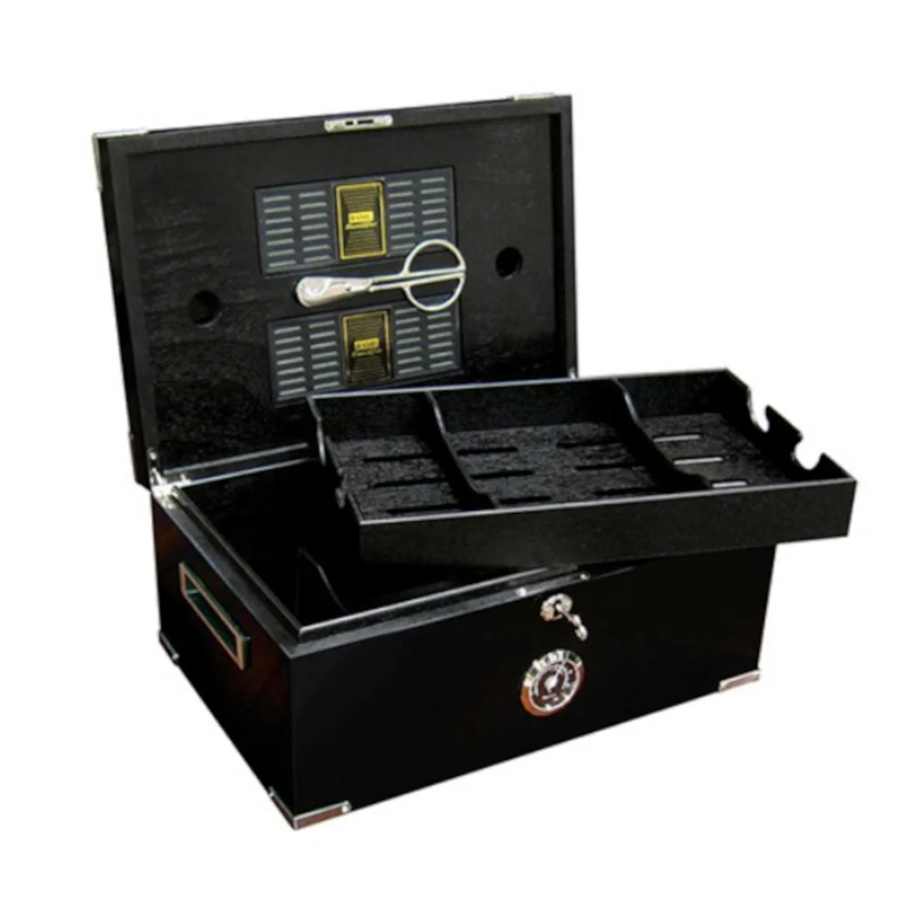 Prestige Dakota Deep Black Humidor – 120 Cigar Capacity