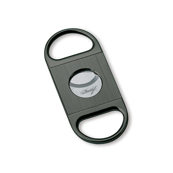 Davidoff Double Blade Stainless Steel Brushed Cigar Cutter- Anthracite