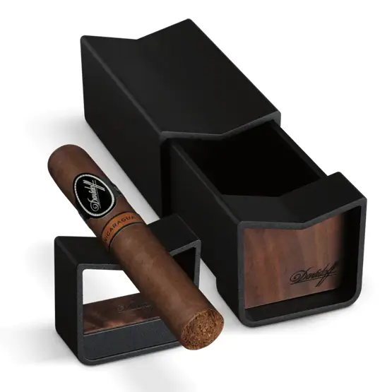Davidoff Sliding Single Cigar Rest Ashtray – Black & Wood