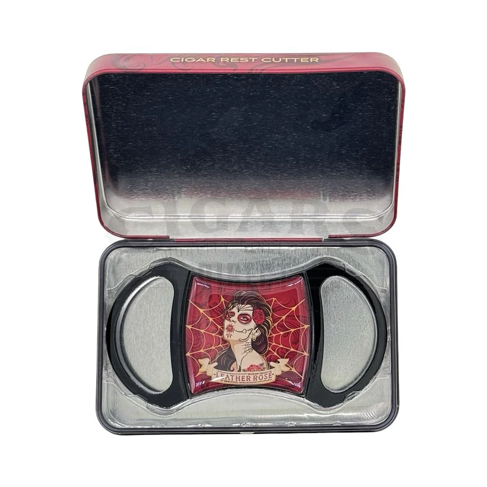 Deadwood Leather Rose Metal Cigar Rest/Cutter