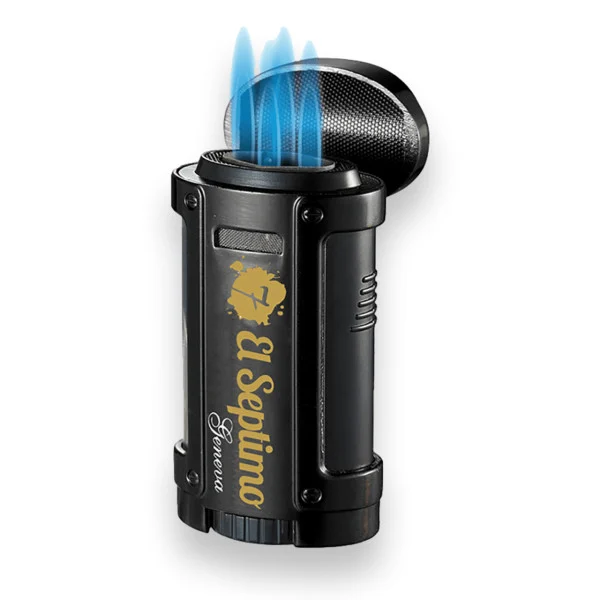 El-Septimo Classic Torch Flame Quad Jet Cigar Lighter Black