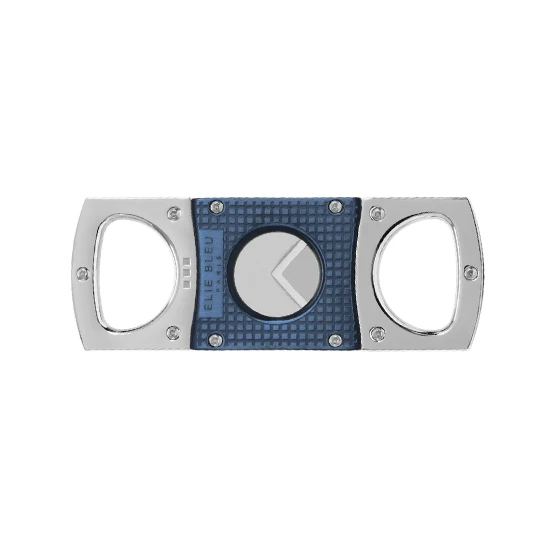 Elie Bleu Double Blade Cigar Cutter –Stainless Steel Blue Grid