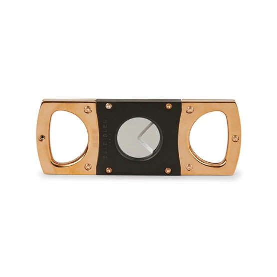 Elie Bleu Double Blade Cigar Cutter –Stainless Steel Golden Rose/Satin Black