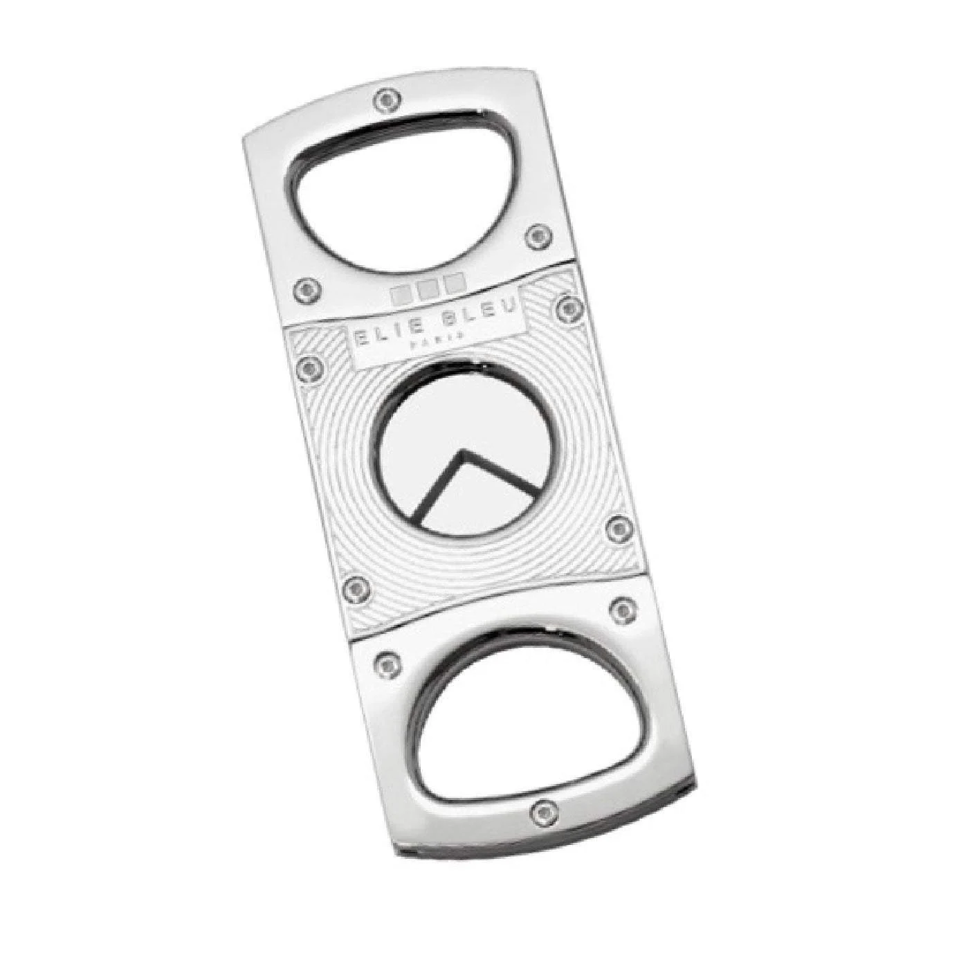 Elie Bleu Double Blade Polished Stainless Etched Lines Cigar Cutter