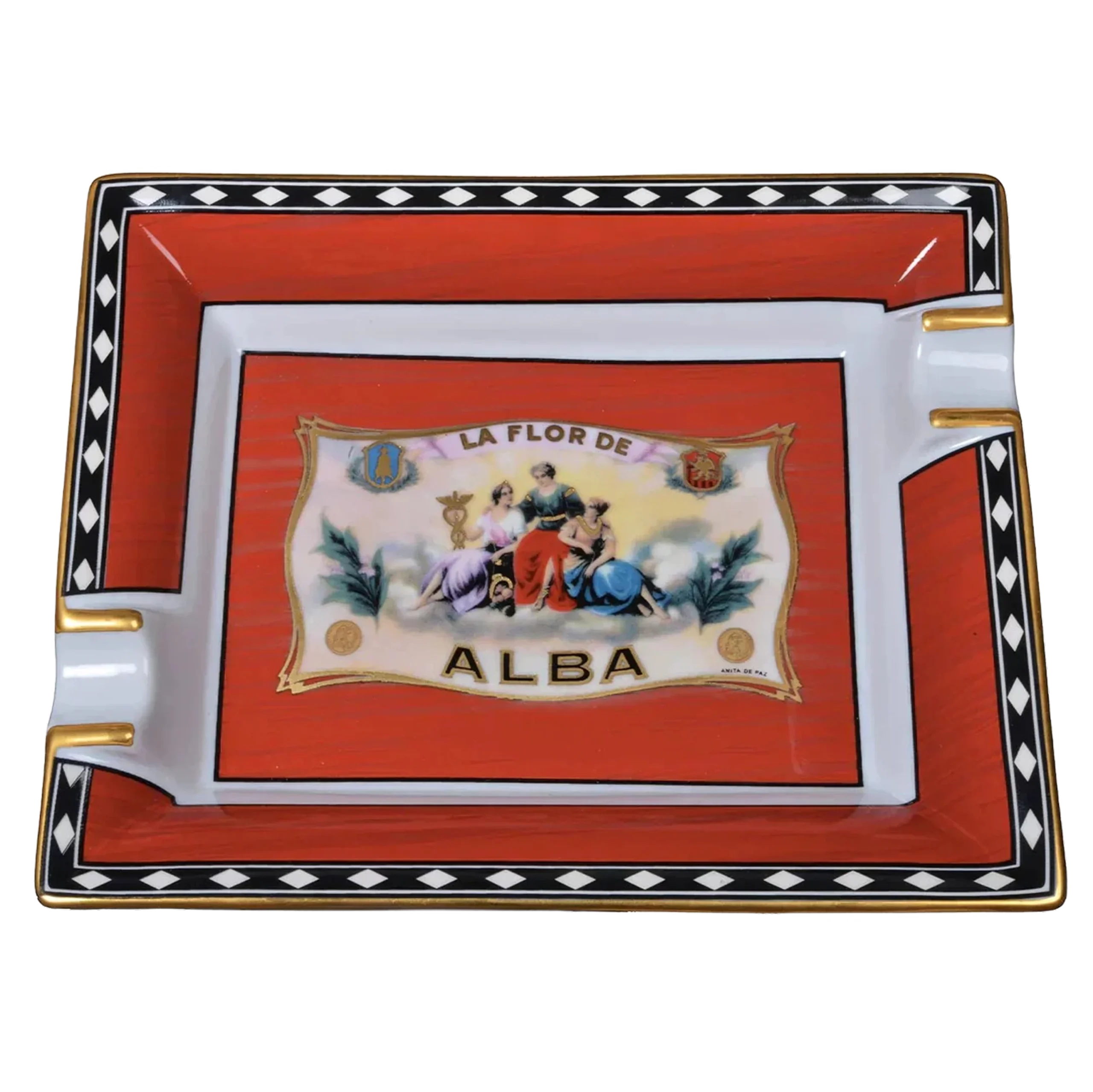 Elie Bleu Flor de Alba Ashtray- Red