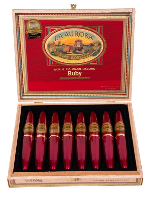 La Aurora Preferido Double Figurado Ruby Tubo