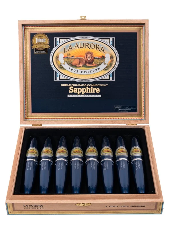 La Aurora Preferido Double Figurado Sapphire Tubo