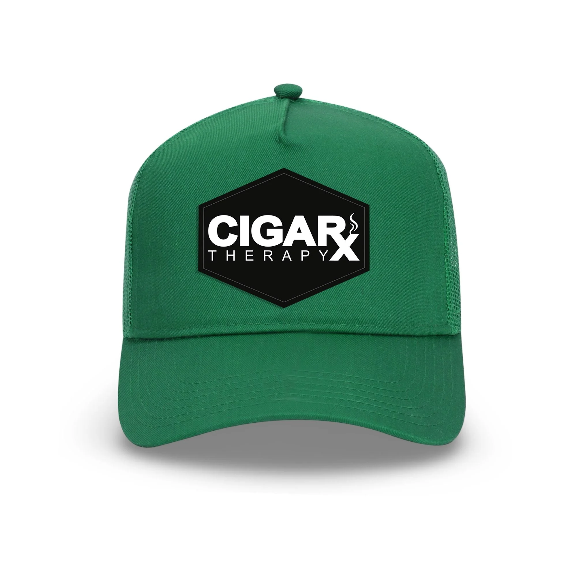 Green Curved Trucker with Black Classic Patch