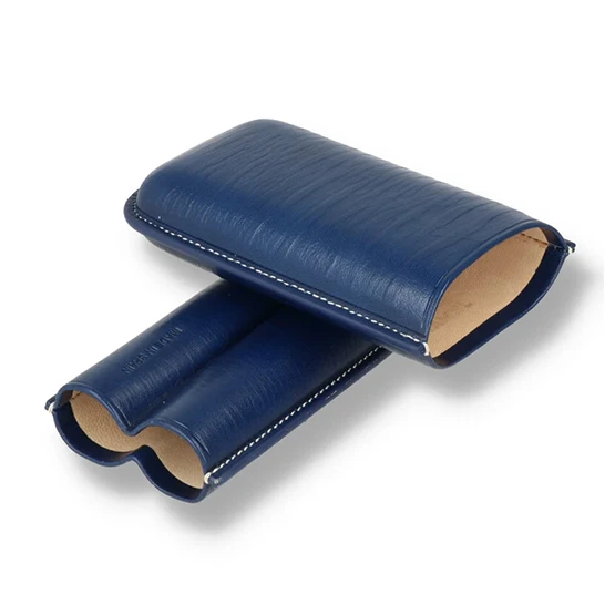 Jemar Blue Leather Cigar Case – 2 Robusto