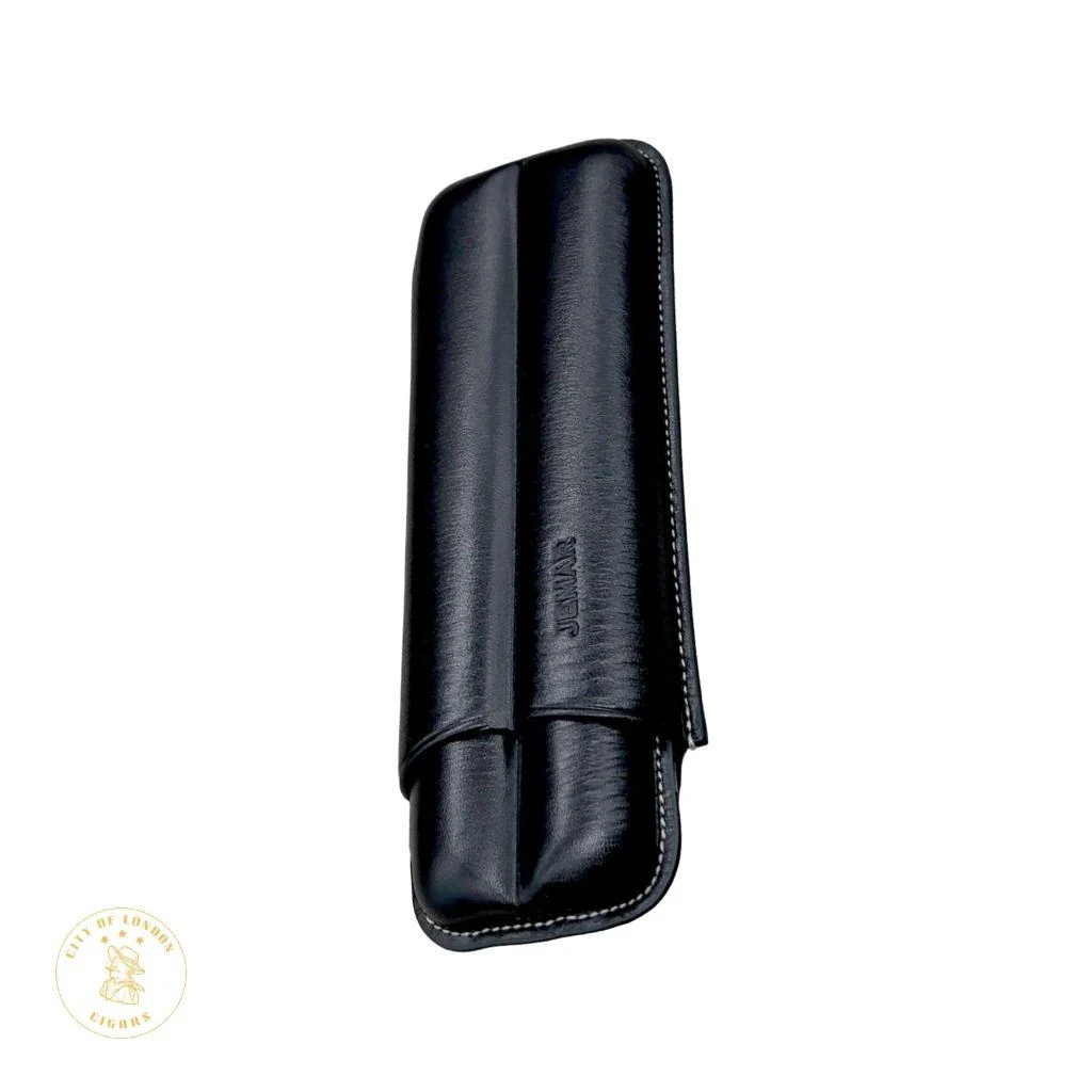 Jemar Leather Cigar Case - 56 Ring gauge - Two Cigars - Black