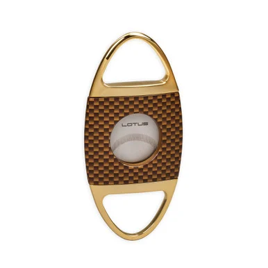 Lotus Jaws Serrated Cigar Cutter Carbon Fiber Brown & Gold