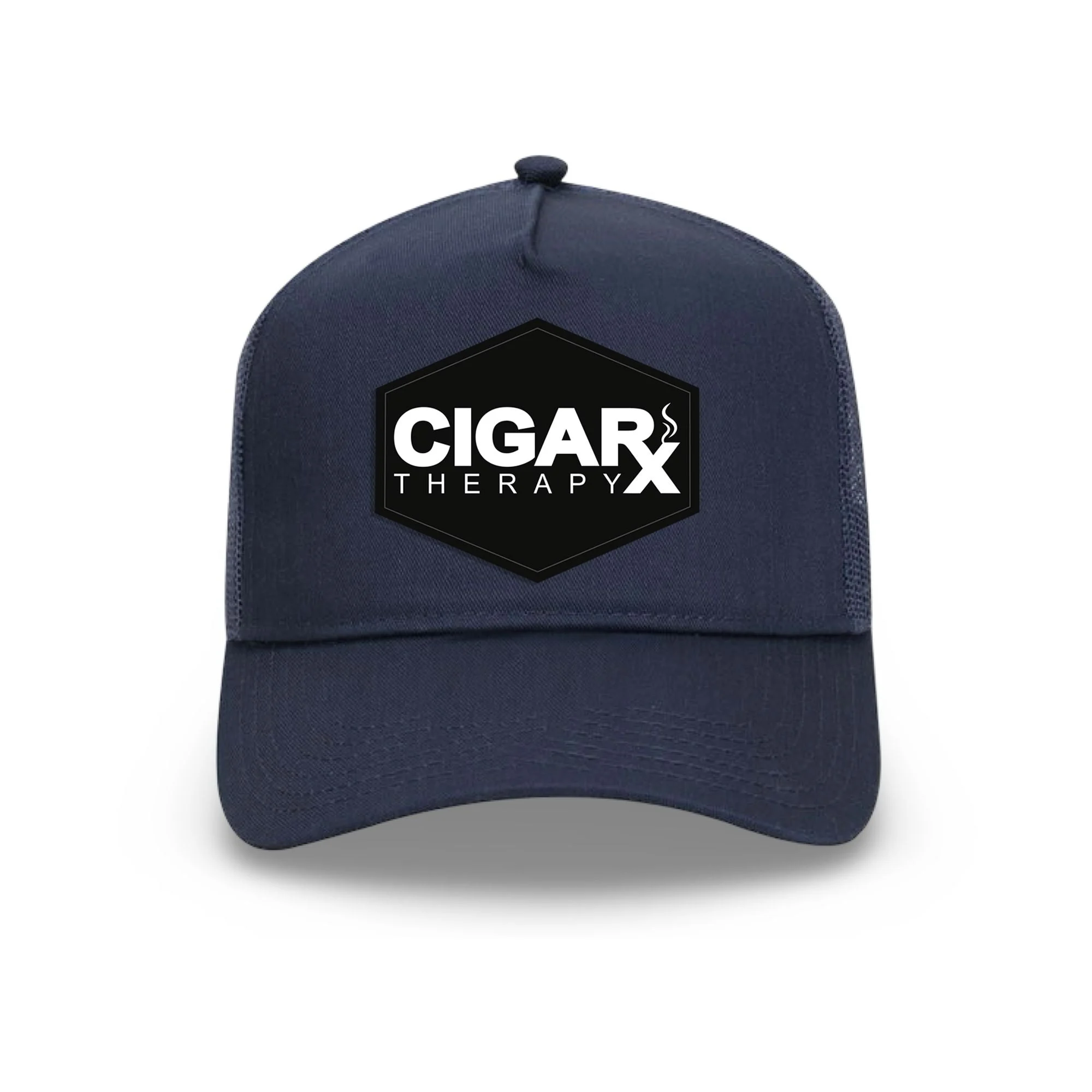 Navy Curved Trucker with Black Classic Patch