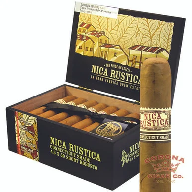 Nica Rustica Connecticut Shade Short Robusto (4 1/2 x 50)