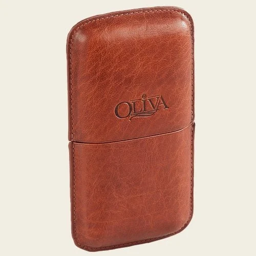 Oliva Premium Leather 3 Cigar Travel Case
