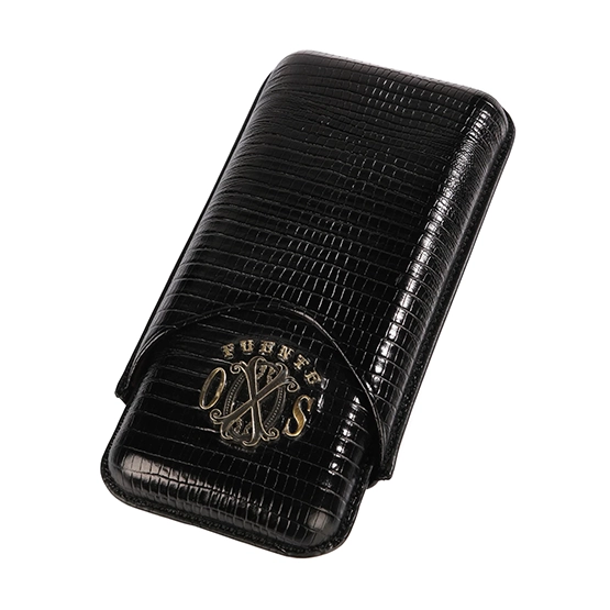 OpusX Society Black Onix Teju Leather 3 Cigars Case