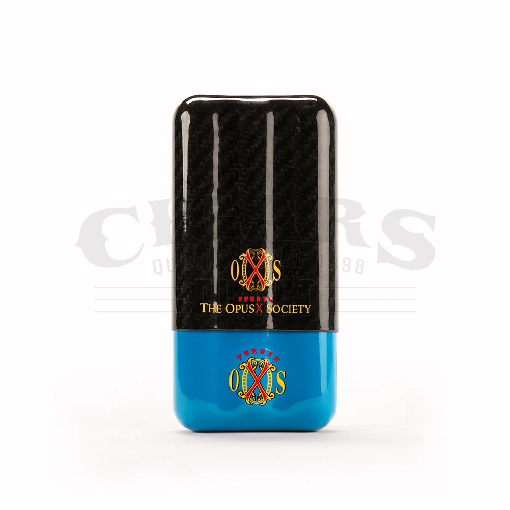 The OpusX Society Carbon Fiber Cigar Case Blue and Black