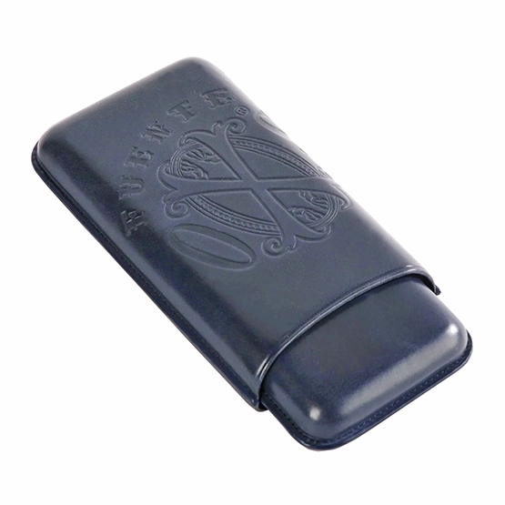 OpusX Society Dark Blue Leather 3 Cigars Case