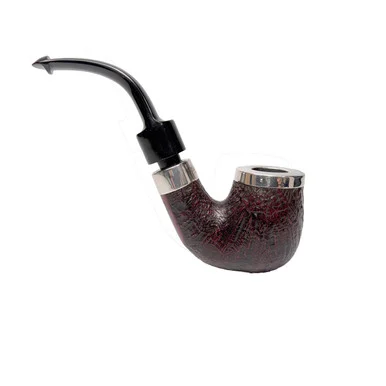 Peterson House Pipe Sandblasted Silver Cap Bent P-Lip